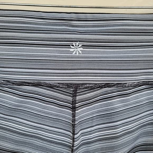 Athleta Chaturanga High Rise Stripe Spacedye Tight Black White Leggings sz M - Picture 5 of 8